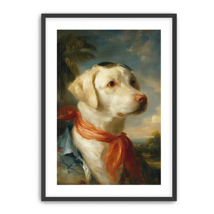 White dog in red scarf