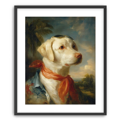 White dog in red scarf