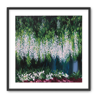 Pale blossoms in green shade