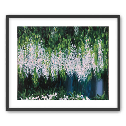Pale blossoms in green shade