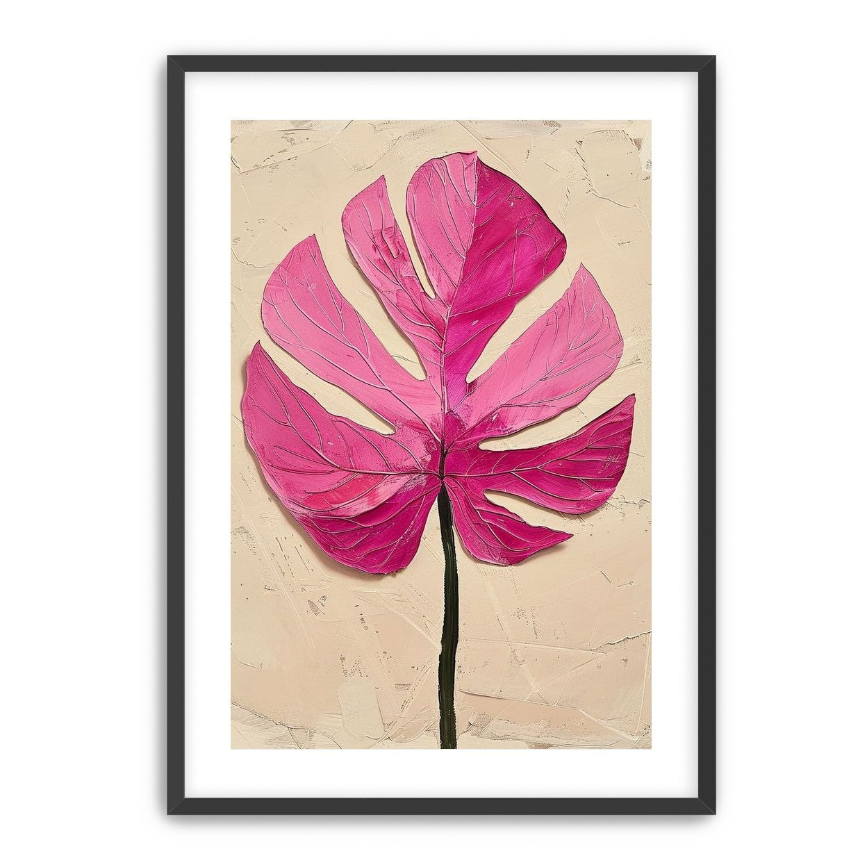 Pink leaf on plaster white