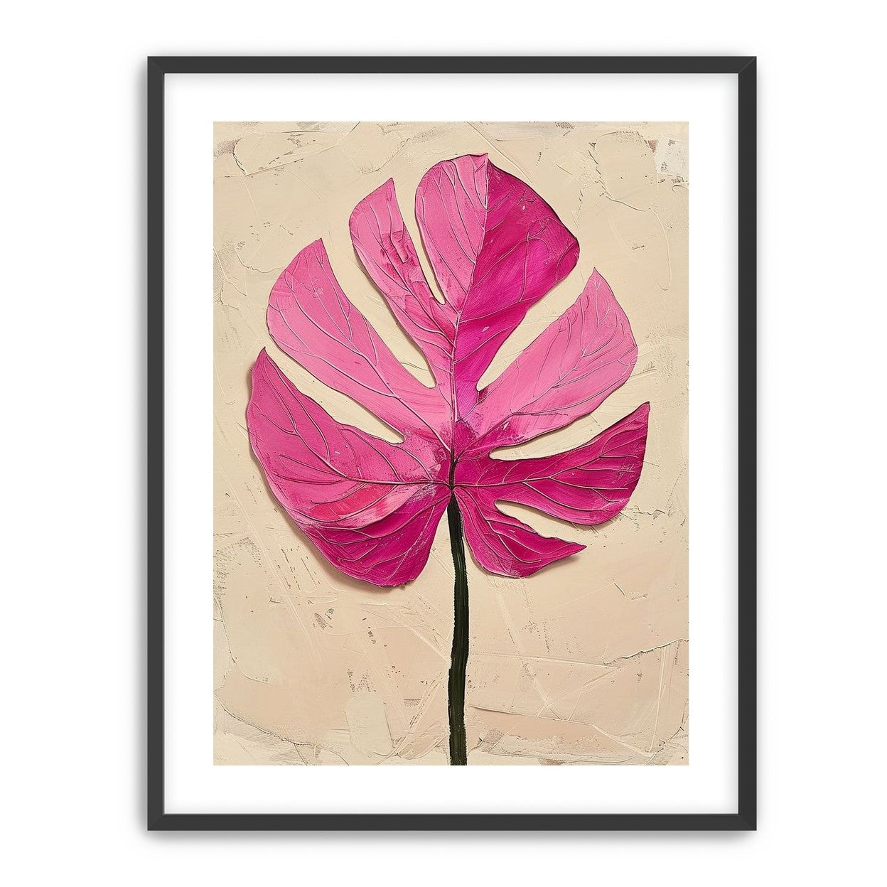 Pink leaf on plaster white
