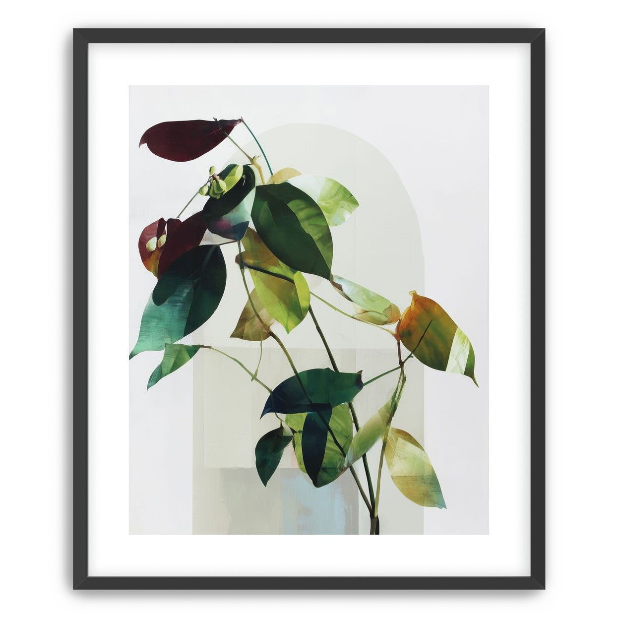 Leaves across a pale arch