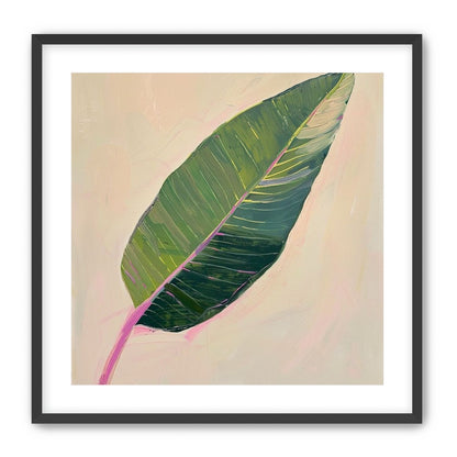 Green leaf with pink spine