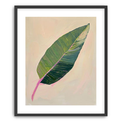 Green leaf with pink spine