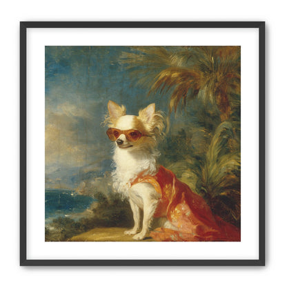Sunglasses on the seaside dog