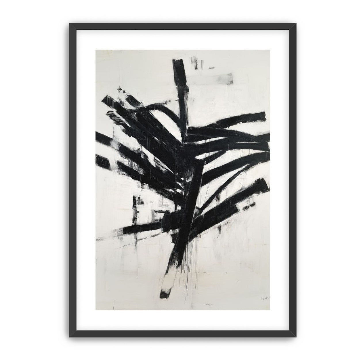 Black mass across white field