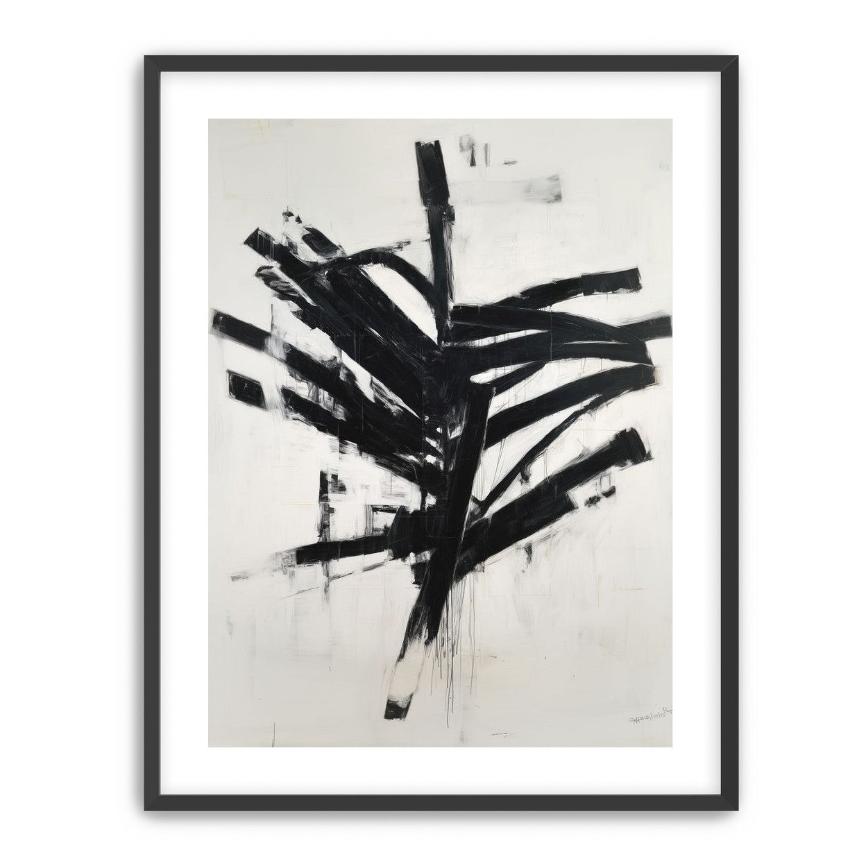 Black mass across white field