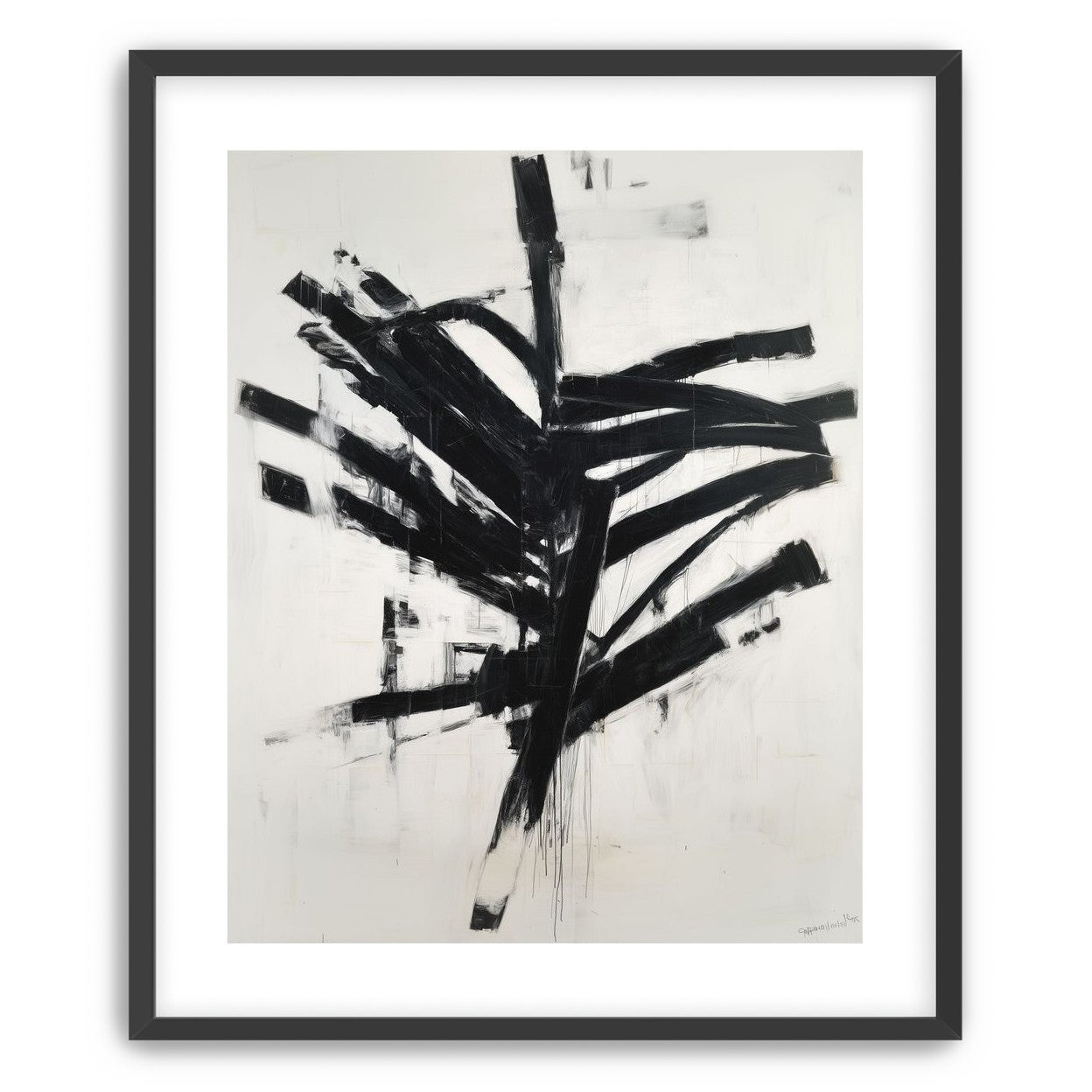 Black mass across white field
