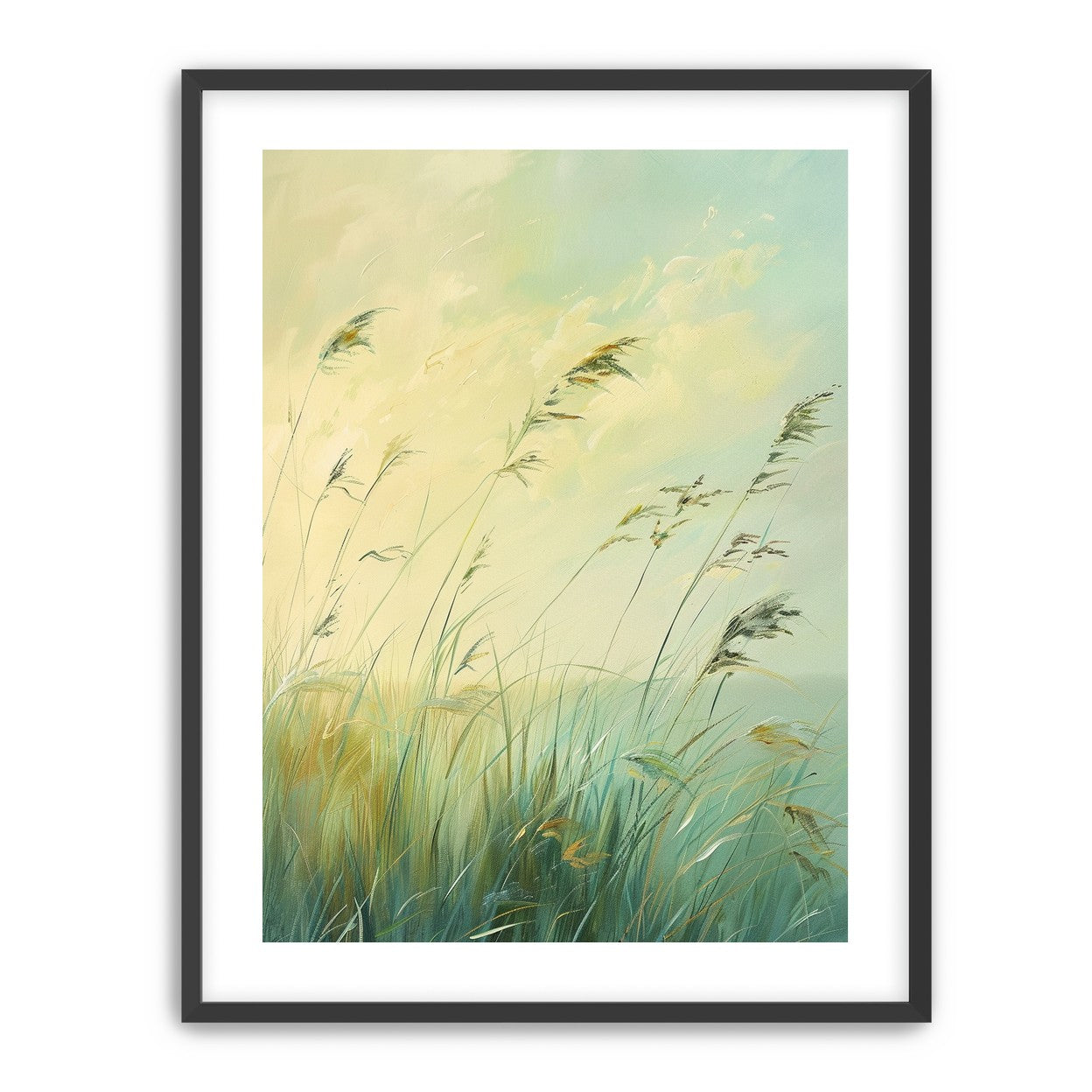 Windbent beach grass sky