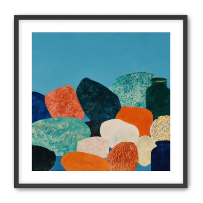 Stones beneath a blue field