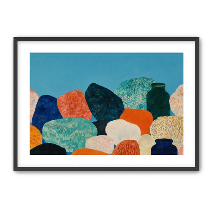Stones beneath a blue field
