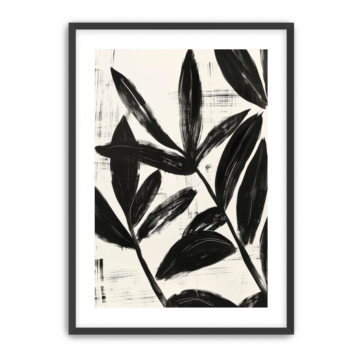 Black leaves on white grain