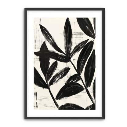 Black leaves on white grain