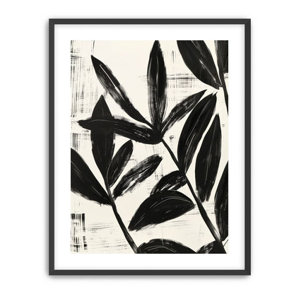 Black leaves on white grain