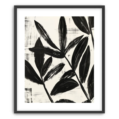 Black leaves on white grain