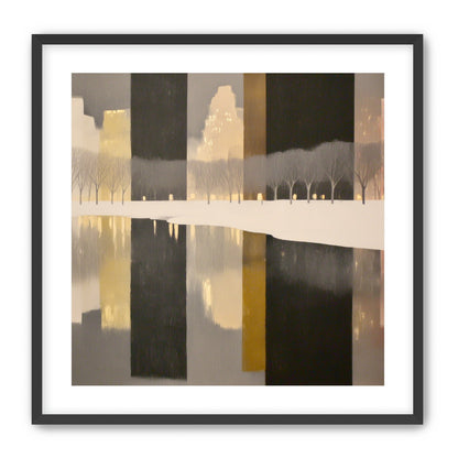 City lights in winter water