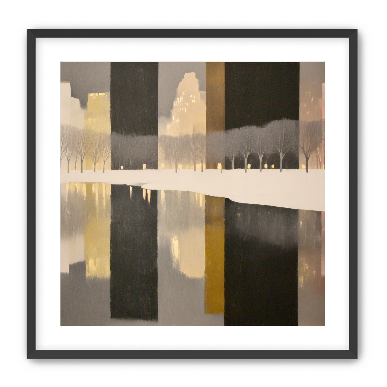 City lights in winter water