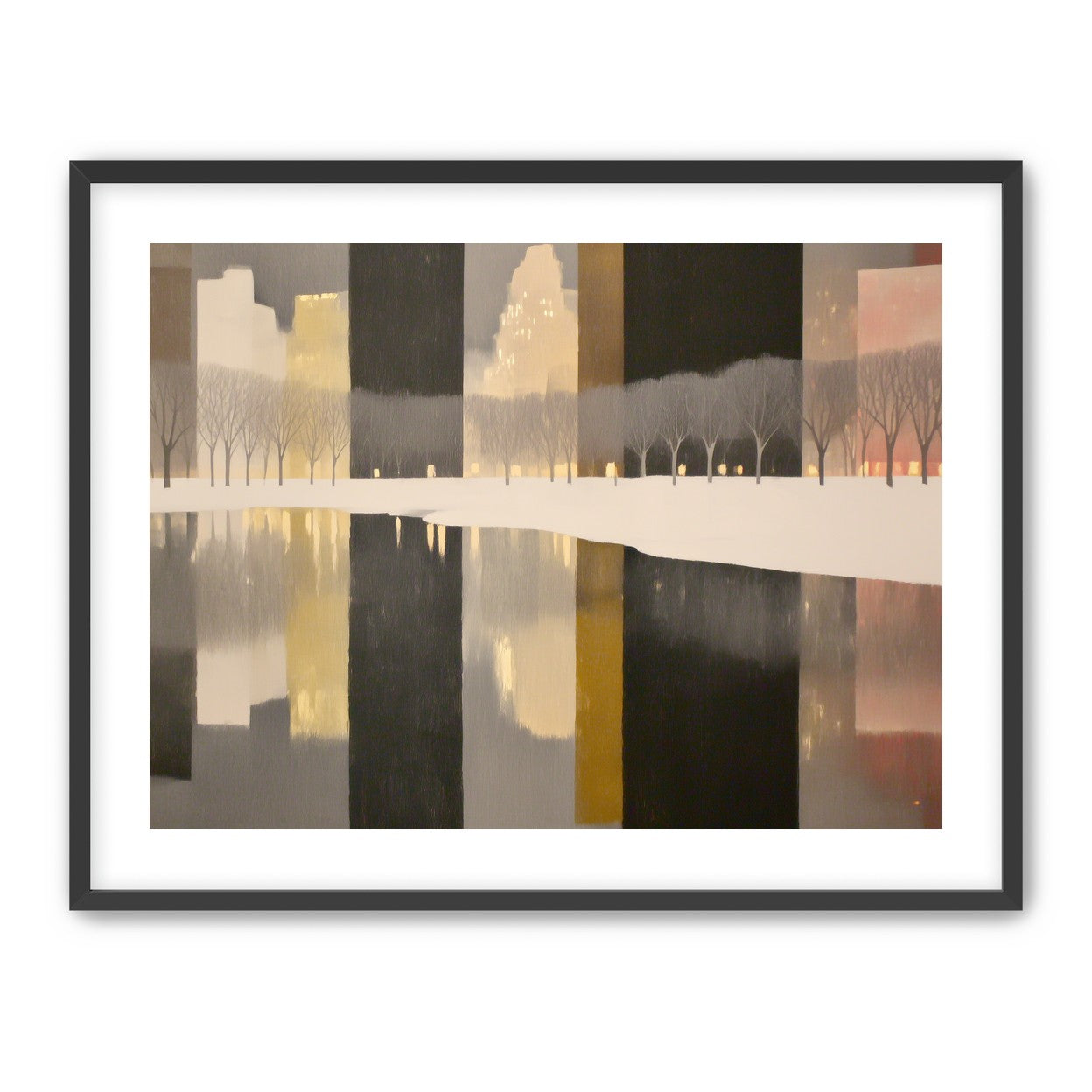 City lights in winter water