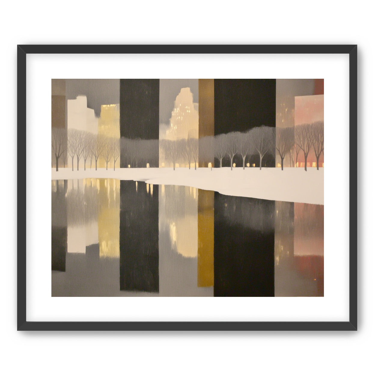 City lights in winter water