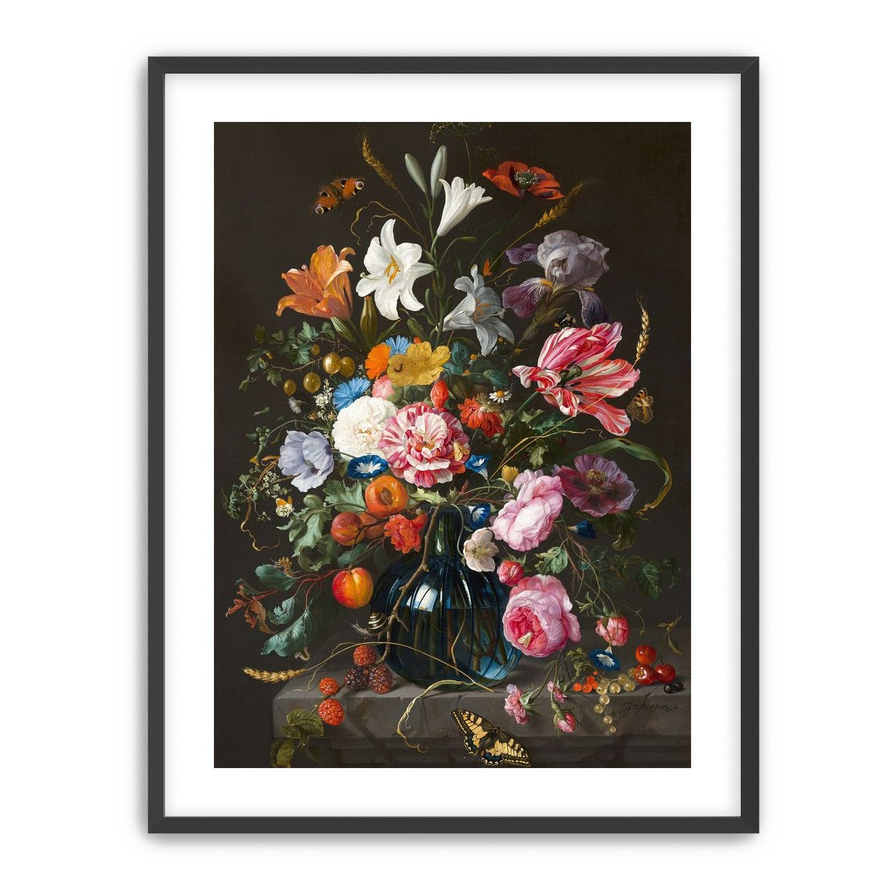 Butterflies over the blue vase