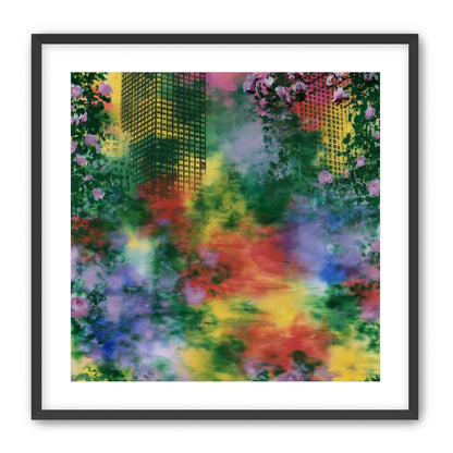 Blossoms over rainbow glass