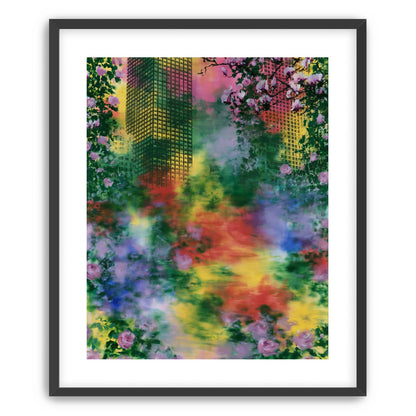 Blossoms over rainbow glass