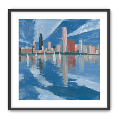 Sailboats before the mirrored skyline