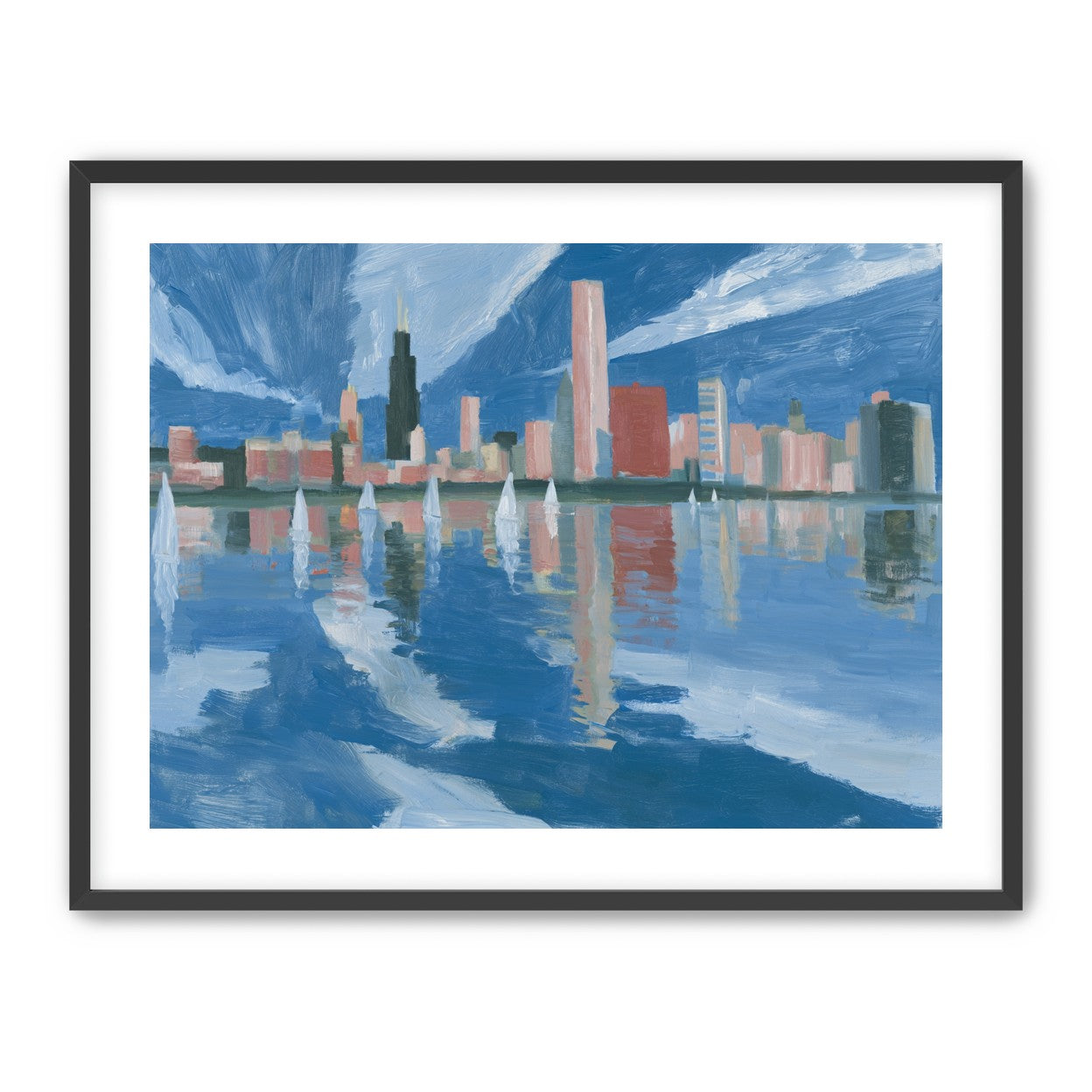 Sailboats before the mirrored skyline