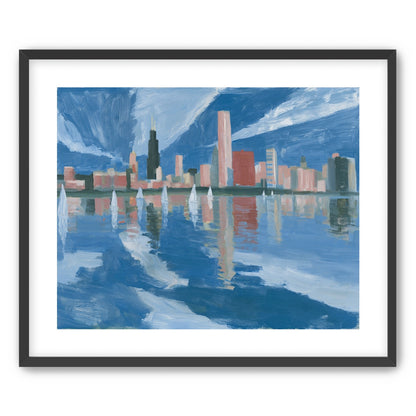 Sailboats before the mirrored skyline