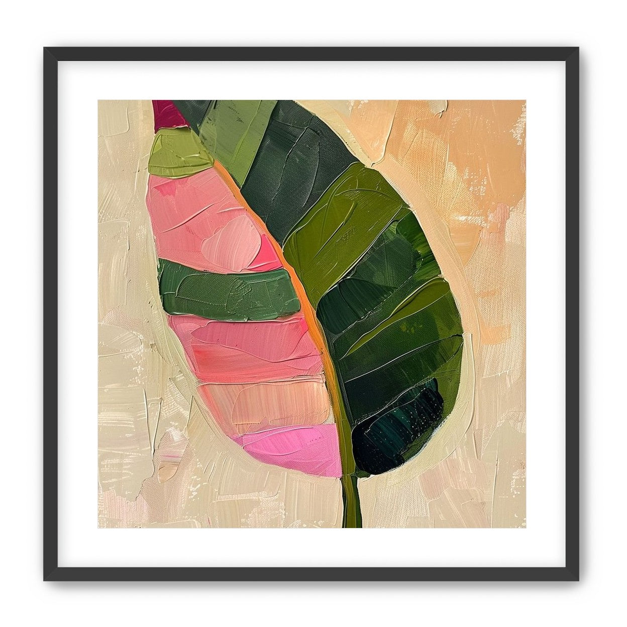 Pink light on a green leaf