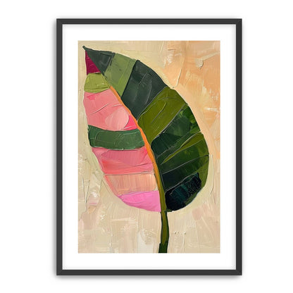 Pink light on a green leaf