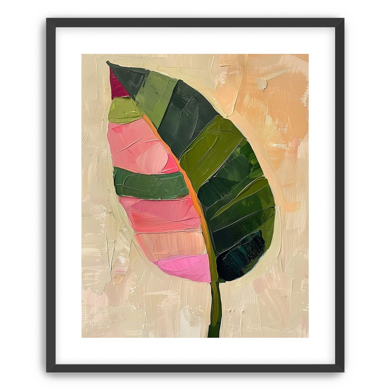 Pink light on a green leaf