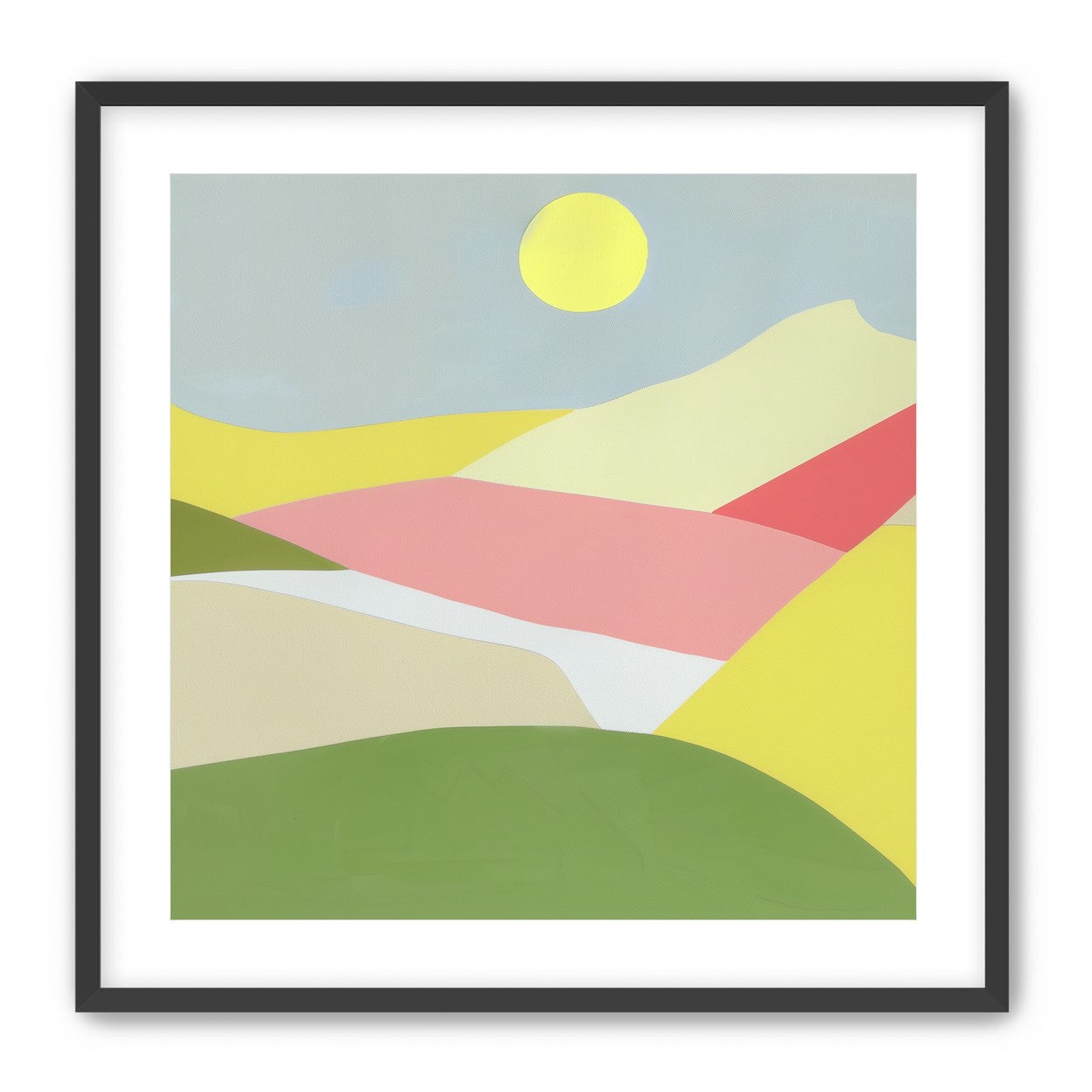 Yellow sun over red fields