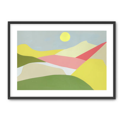 Yellow sun over red fields