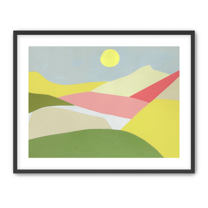 Yellow sun over red fields