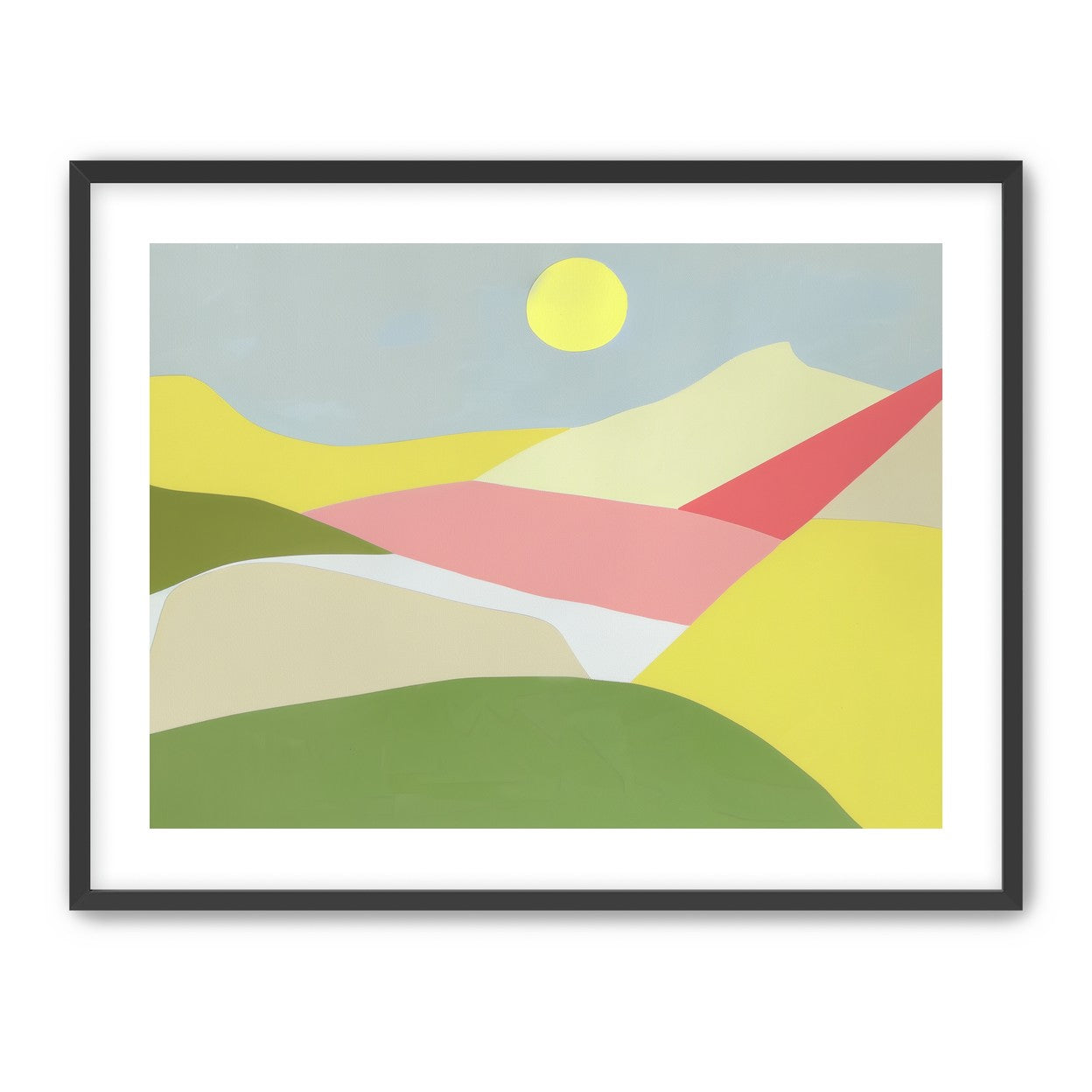 Yellow sun over red fields
