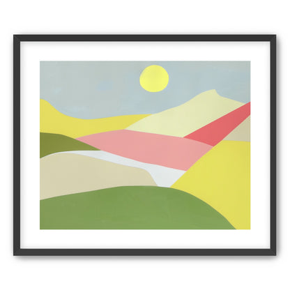 Yellow sun over red fields