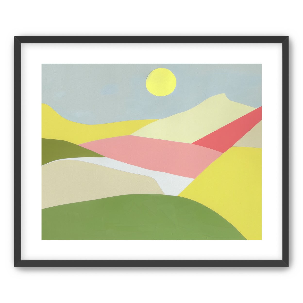 Yellow sun over red fields