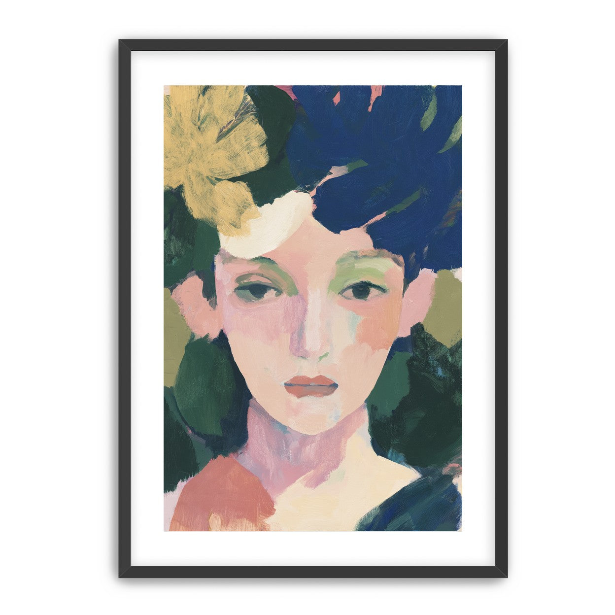Portrait with pale flower