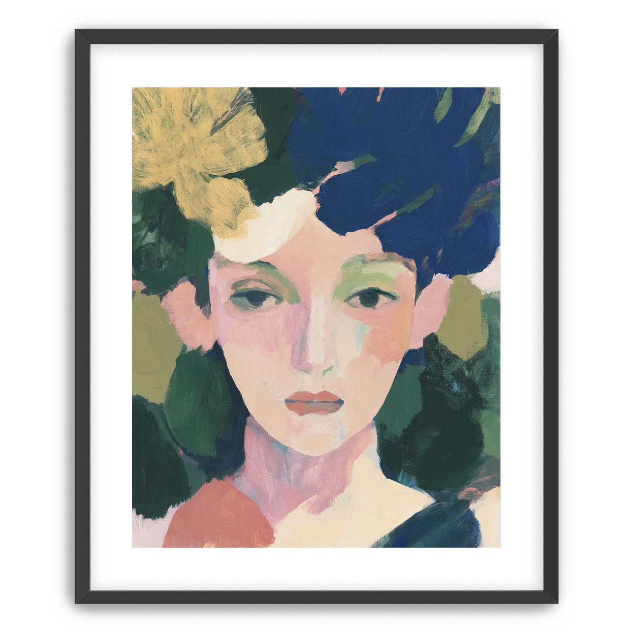 Portrait with pale flower