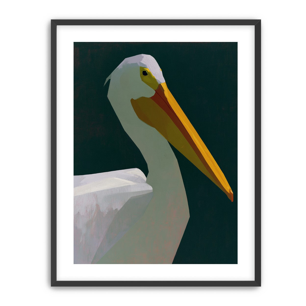 White pelican in deep green