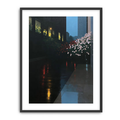 Flowers beside the wet windows