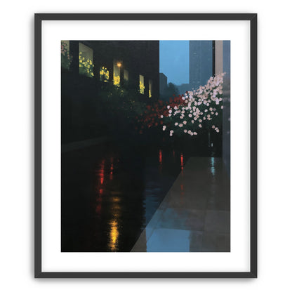 Flowers beside the wet windows