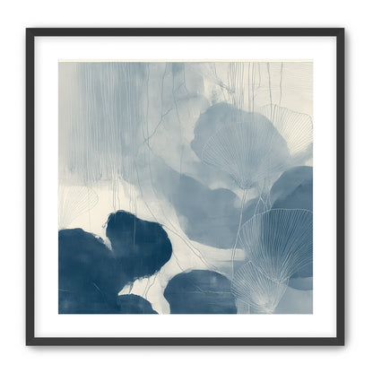 Fan leaves in blue wash
