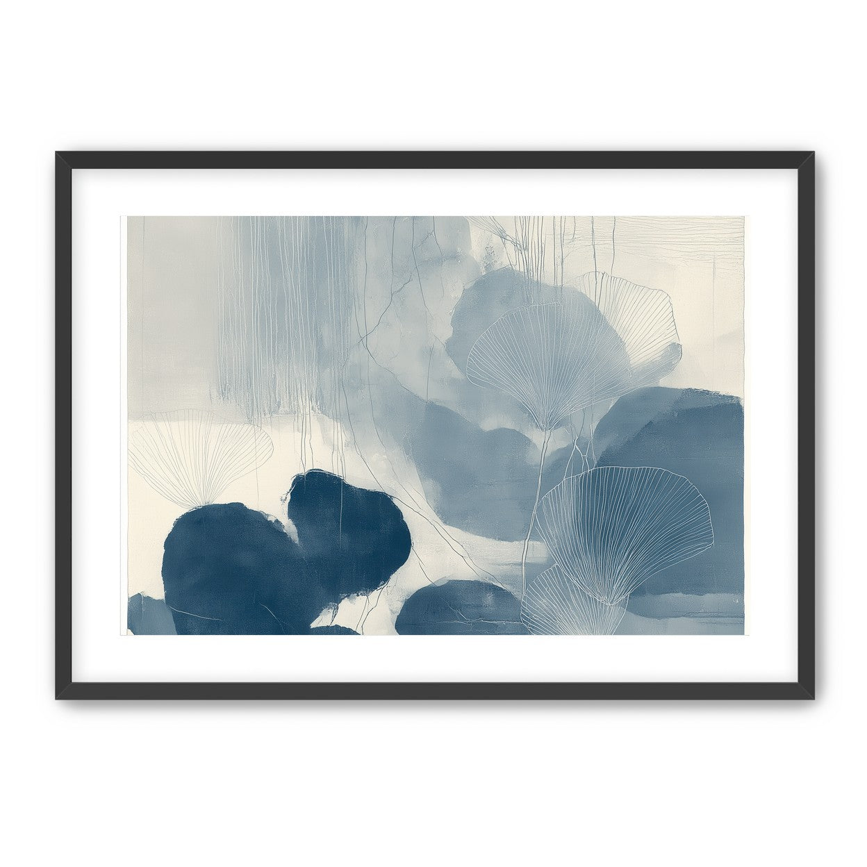 Fan leaves in blue wash