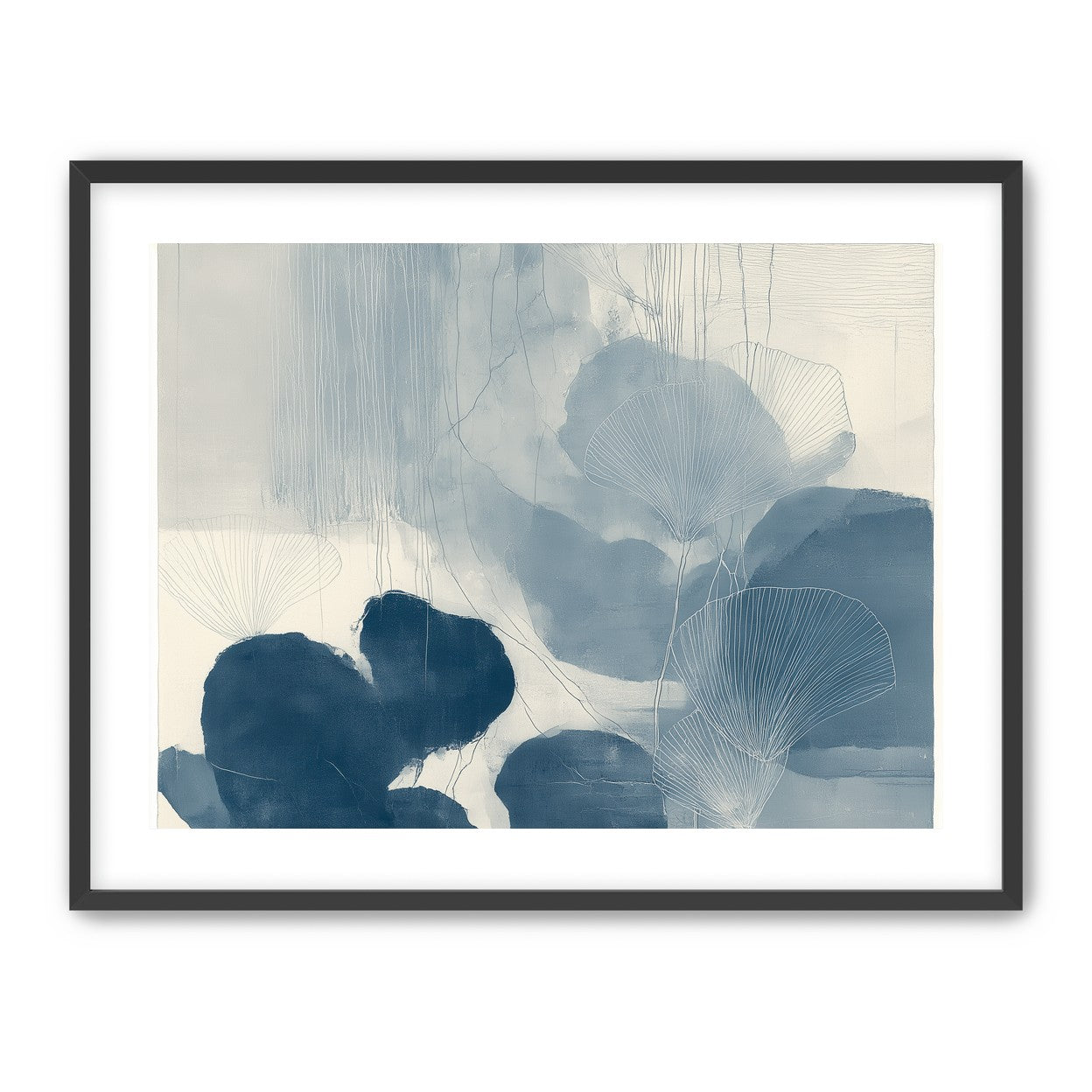Fan leaves in blue wash
