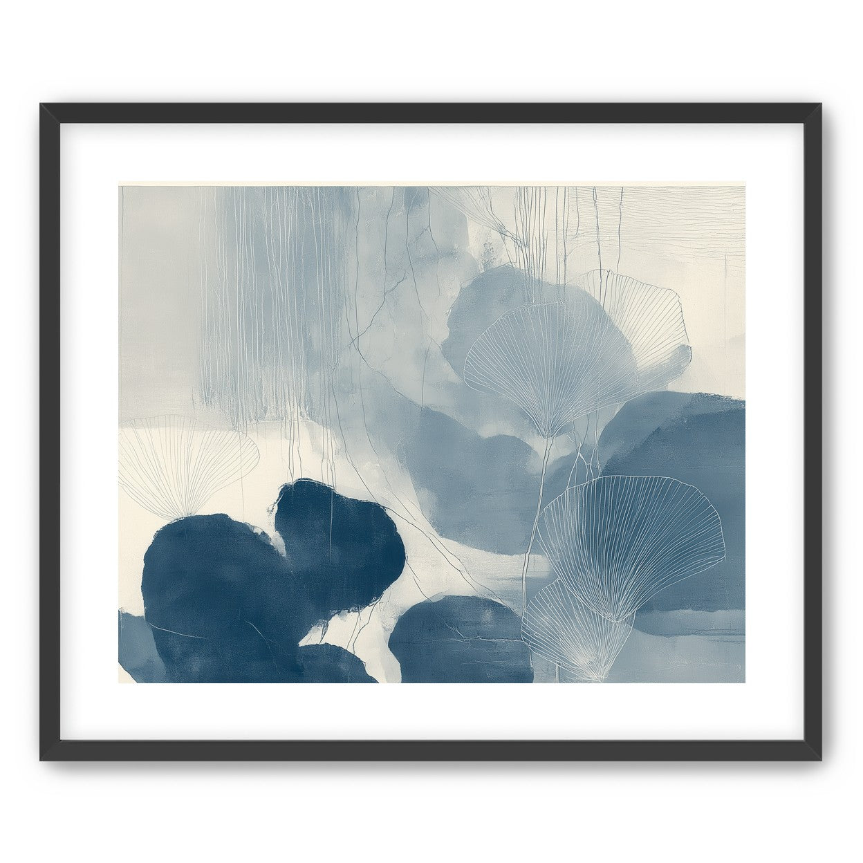 Fan leaves in blue wash