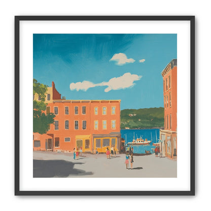 Sunlit street to the harbor
