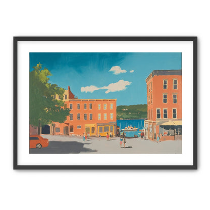 Sunlit street to the harbor